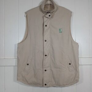 Nikken Vintage Tan Insulated Puffer Vest Mens Medium Full Zip Snap Front Tan